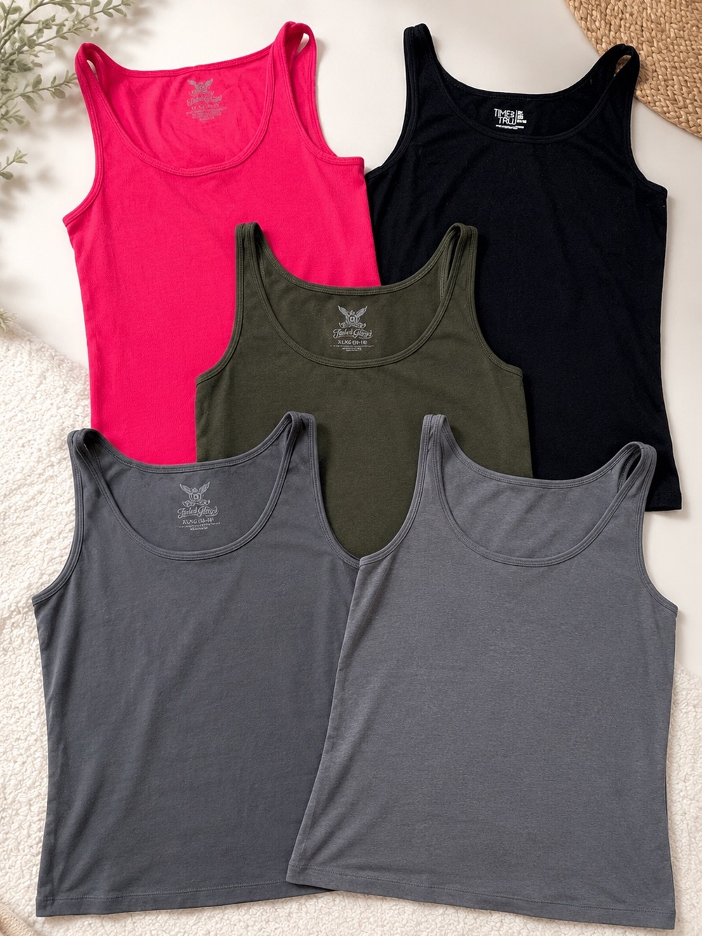 Bundle Women's Tank Top  XL- Black, Hot Pink, Olive & Gray tank top bundle